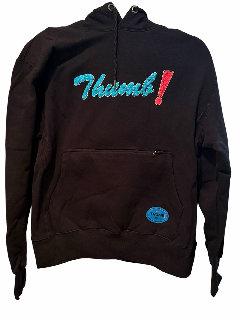 THUMB! NWT Black Hoodie Graphic Pullover Sweatshirt Size Small Streetwear